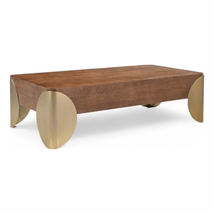 Meridian Furniture Cazari Brown Oak Wood And Iron Coffee Table