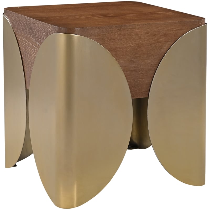 Meridian Furniture Cazari Brown Oak Wood And Iron End Table