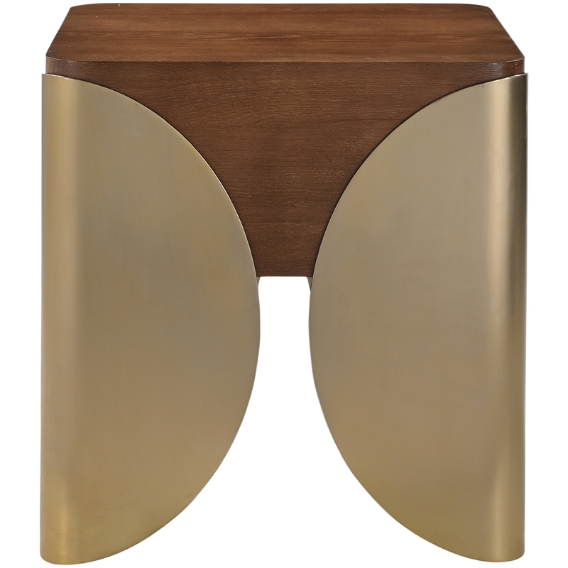 Meridian Furniture Cazari Brown Oak Wood And Iron End Table