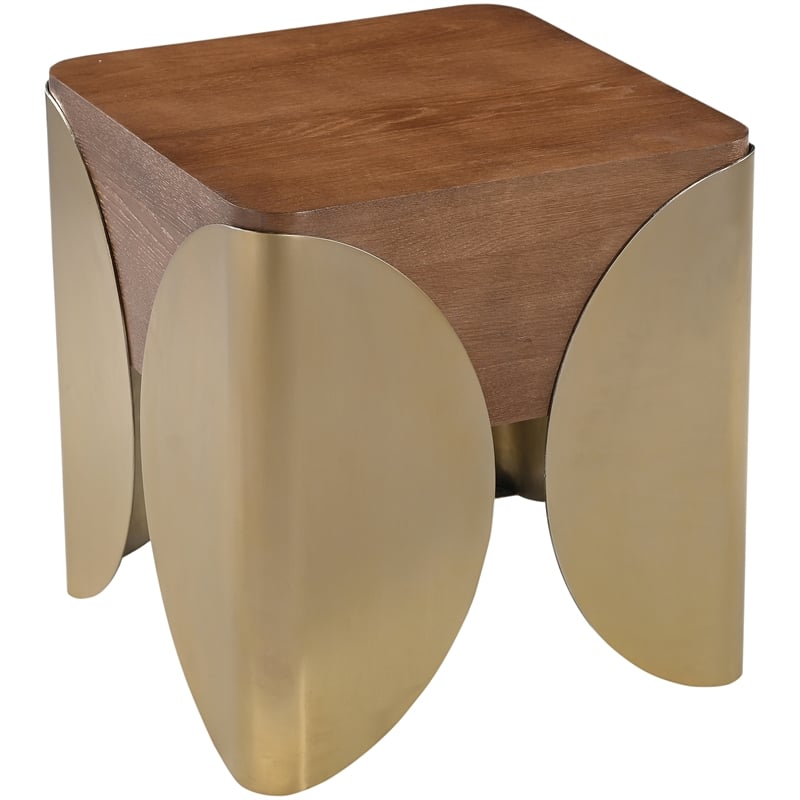 Meridian Furniture Cazari Brown Oak Wood And Iron End Table