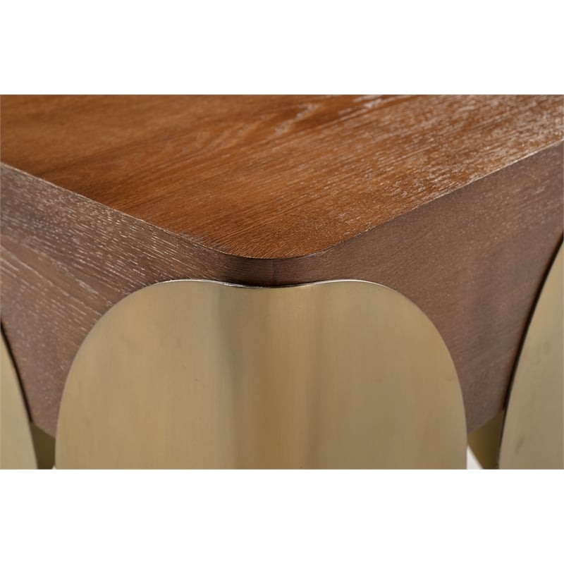 Meridian Furniture Cazari Brown Oak Wood And Iron End Table