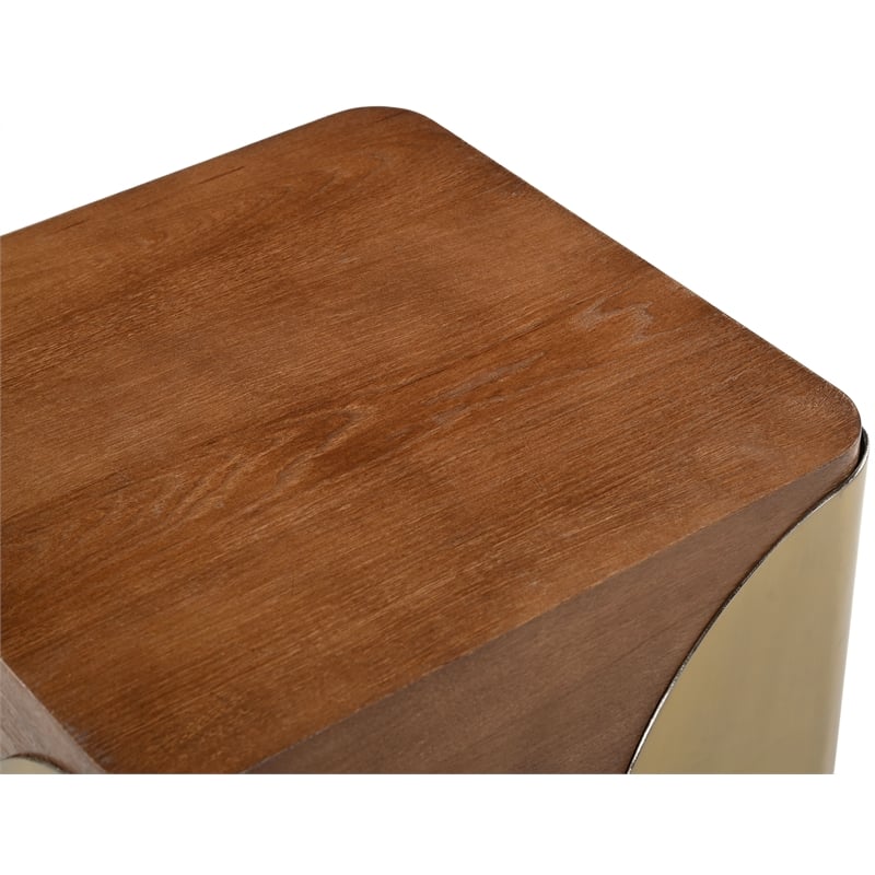 Meridian Furniture Cazari Brown Oak Wood And Iron End Table