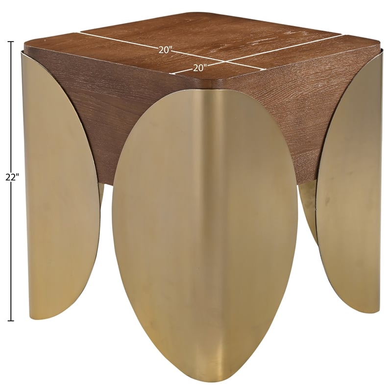 Meridian Furniture Cazari Brown Oak Wood And Iron End Table