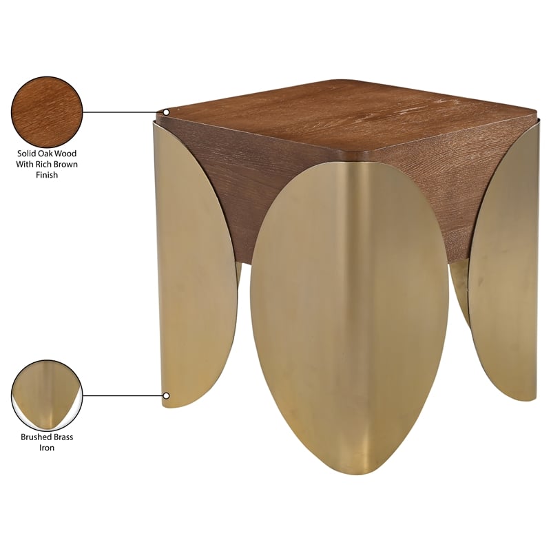 Meridian Furniture Cazari Brown Oak Wood And Iron End Table