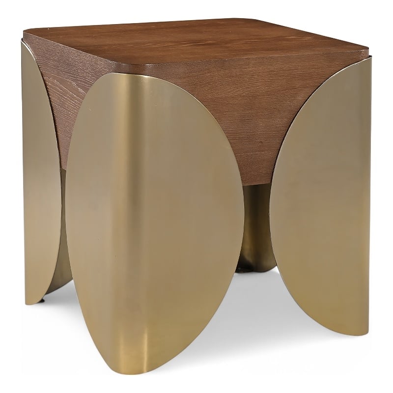 Meridian Furniture Cazari Brown Oak Wood And Iron End Table