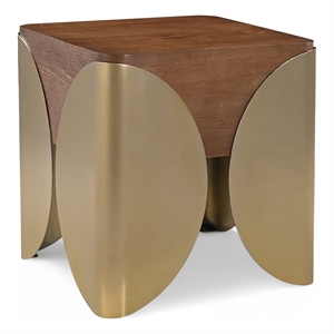 Meridian Furniture Cazari Brown Oak Wood And Iron End Table