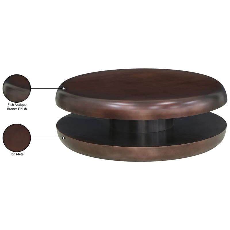 Meridian Furniture Jamison Brown Iron Coffee Table