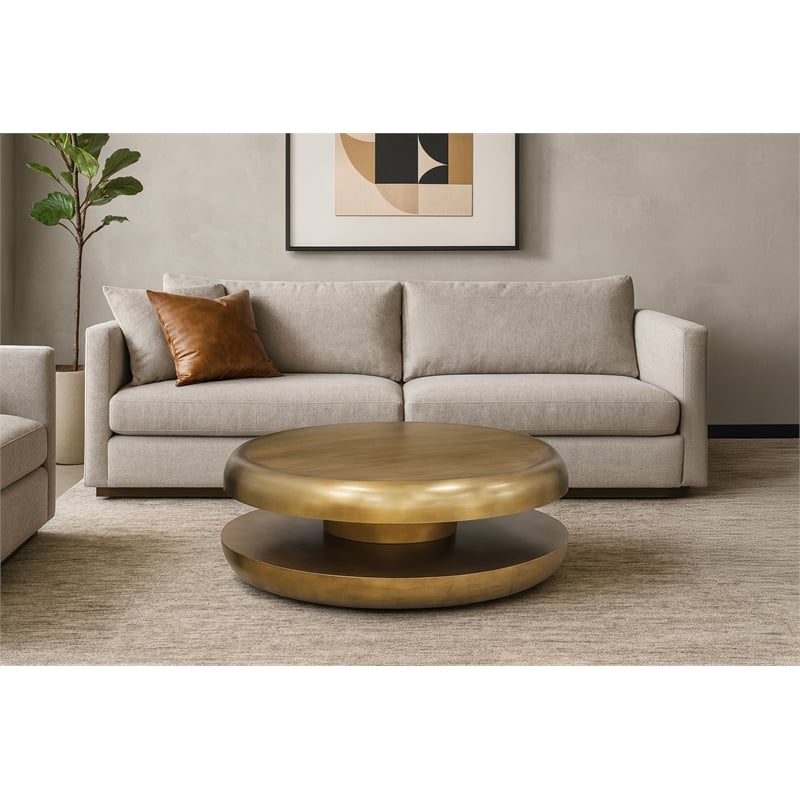 Meridian Furniture Jamison Gold Iron Coffee Table