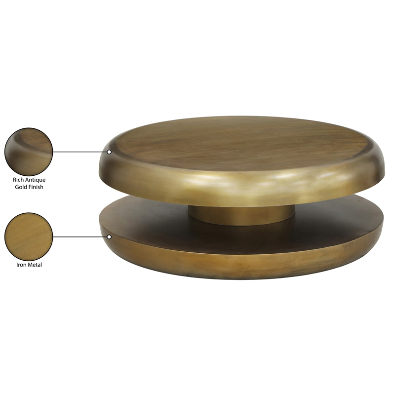Meridian Furniture Jamison Gold Iron Coffee Table