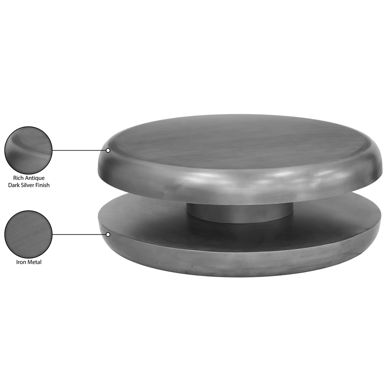 Meridian Furniture Jamison Silver Iron Coffee Table