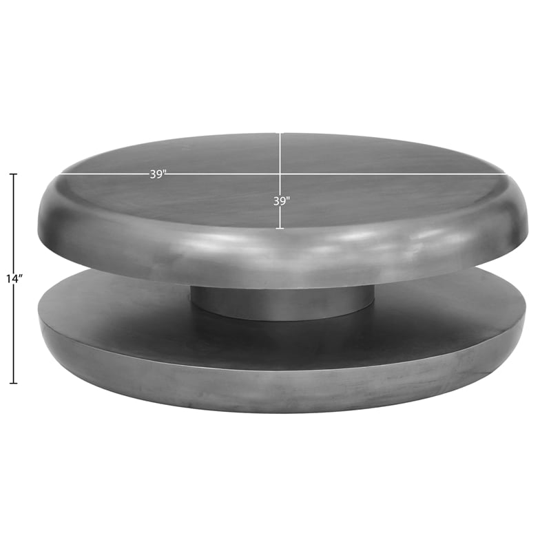 Meridian Furniture Jamison Silver Iron Coffee Table