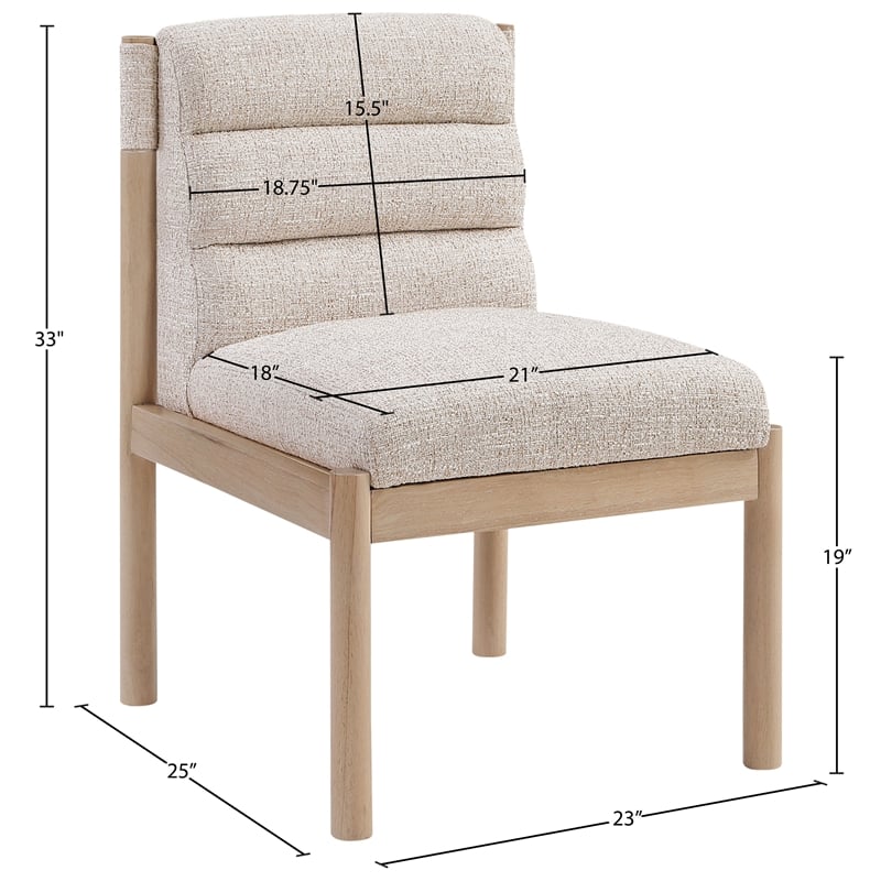 Meridian Furniture Eloura Beige Linen Textured Fabric Dining Chair (Set of 2)