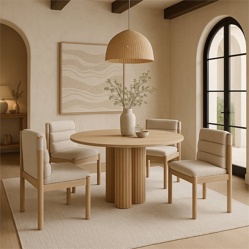 Meridian Furniture Eloura Beige Linen Textured Fabric Dining Chair (Set of 2)