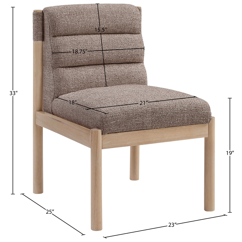 Meridian Furniture Eloura Brown Linen Textured Fabric Dining Chair (Set of 2)