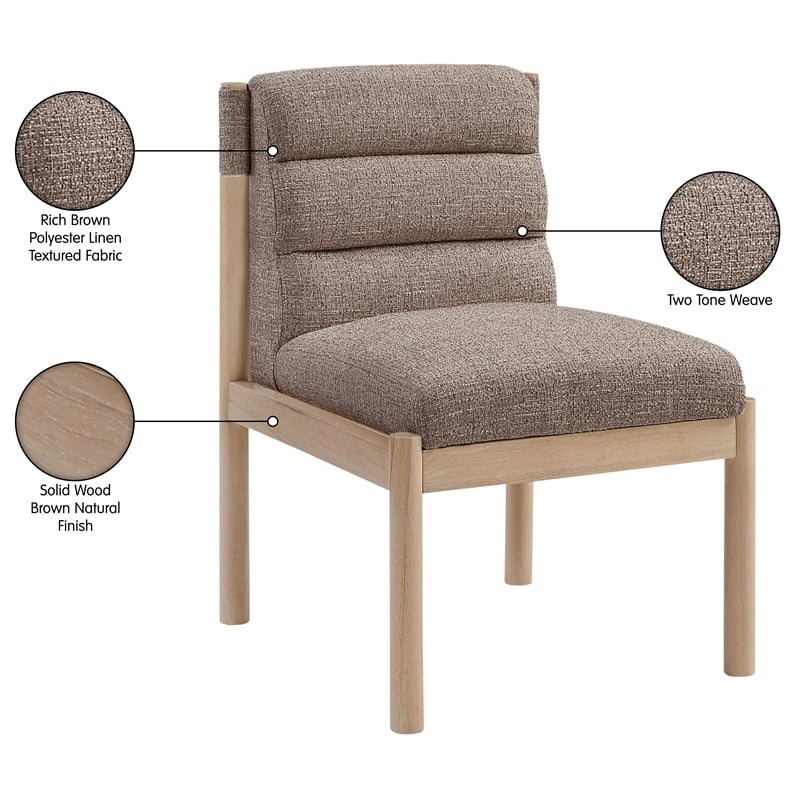 Meridian Furniture Eloura Brown Linen Textured Fabric Dining Chair (Set of 2)