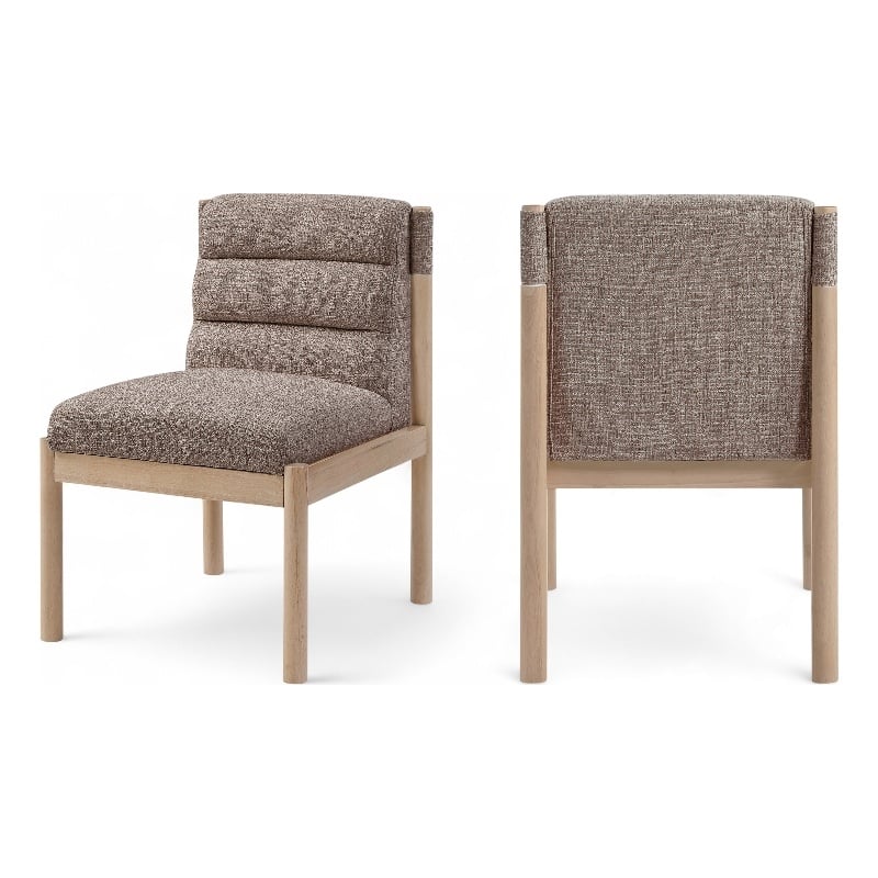 Meridian Furniture Eloura Brown Linen Textured Fabric Dining Chair (Set of 2)