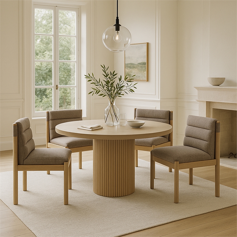 Meridian Furniture Eloura Brown Linen Textured Fabric Dining Chair (Set of 2)