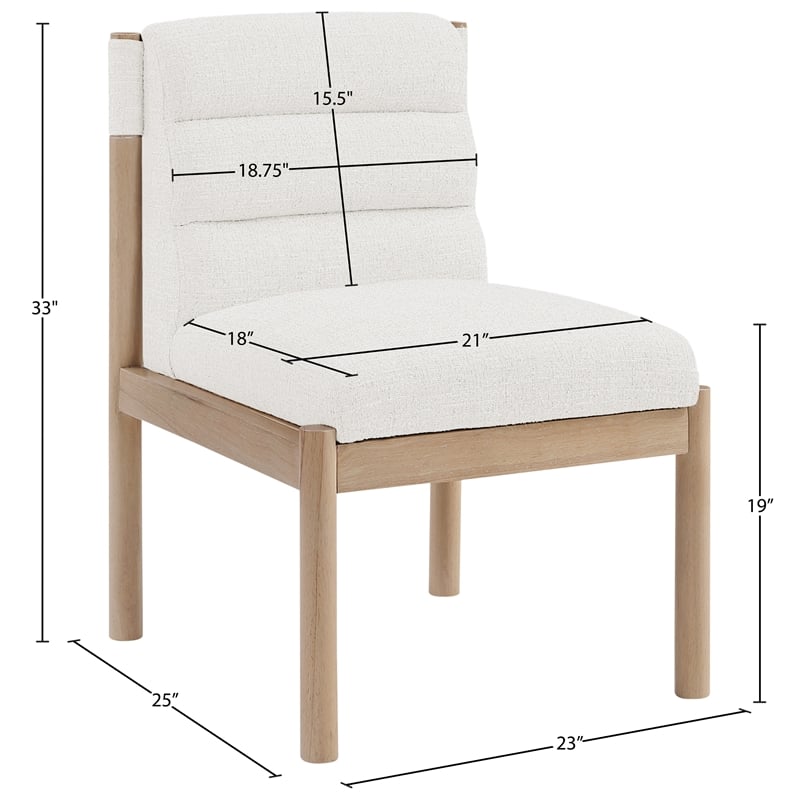 Meridian Furniture Eloura Cream Linen Textured Fabric Dining Chair (Set of 2)