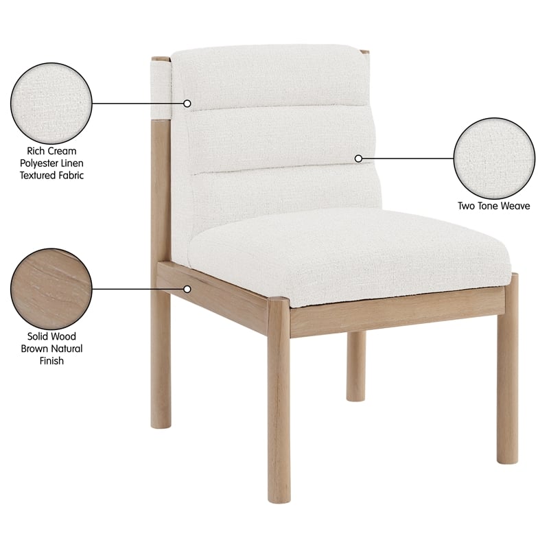 Meridian Furniture Eloura Cream Linen Textured Fabric Dining Chair (Set of 2)