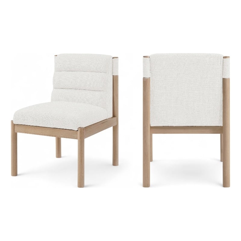 Meridian Furniture Eloura Cream Linen Textured Fabric Dining Chair (Set of 2)