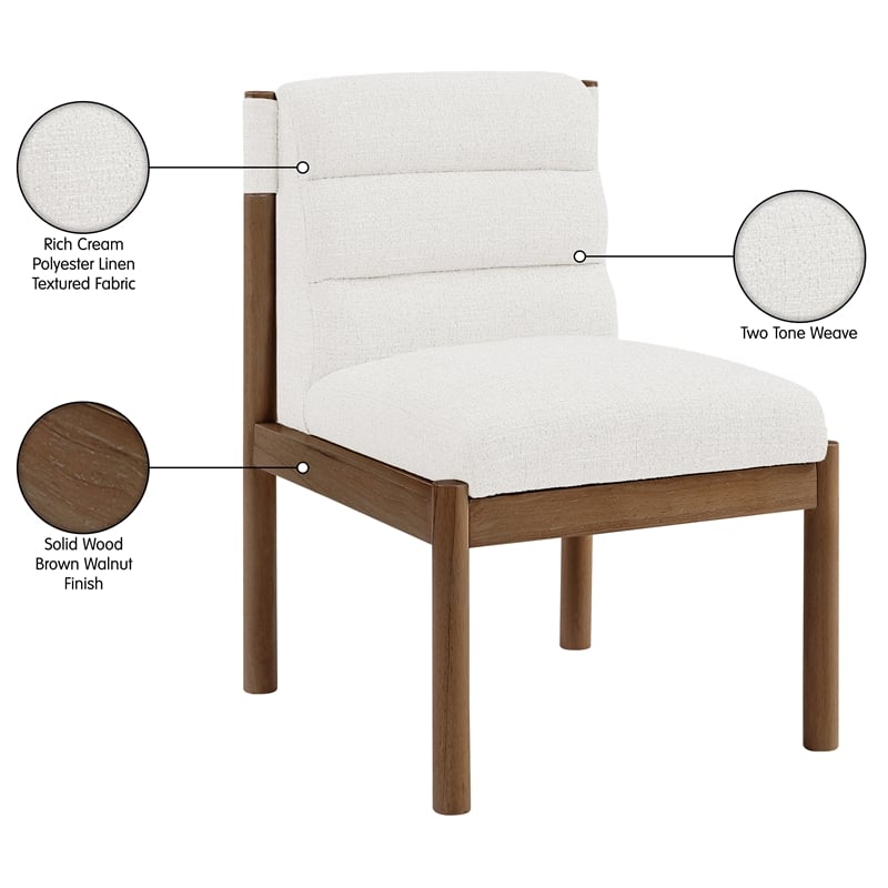 Meridian Furniture Eloura Cream Linen Textured Fabric Dining Chair (Set of 2)