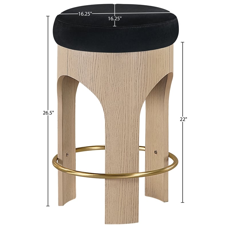 Meridian Furniture Bocceli Black Velvet Upholstered Counter Stool
