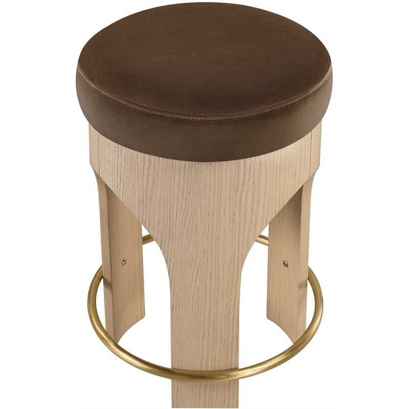 Meridian Furniture Bocceli Brown Velvet Upholstered Counter Stool