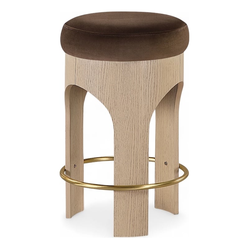 Meridian Furniture Bocceli Brown Velvet Upholstered Counter Stool