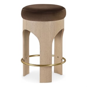 Meridian Furniture Bocceli Brown Velvet Upholstered Counter Stool