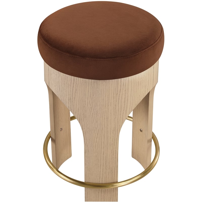 Meridian Furniture Bocceli Cognac Velvet Upholstered Counter Stool