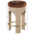 Meridian Furniture Bocceli Cognac Velvet Upholstered Counter Stool