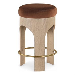 Meridian Furniture Bocceli Cognac Velvet Upholstered Counter Stool