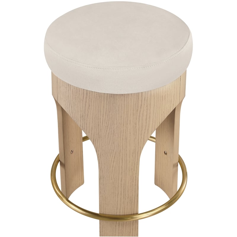 Meridian Furniture Bocceli Cream Velvet Upholstered Counter Stool