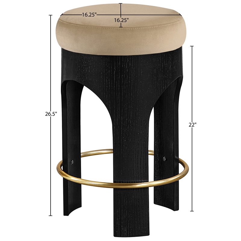 Meridian Furniture Bocceli Black Velvet Upholstered Counter Stool