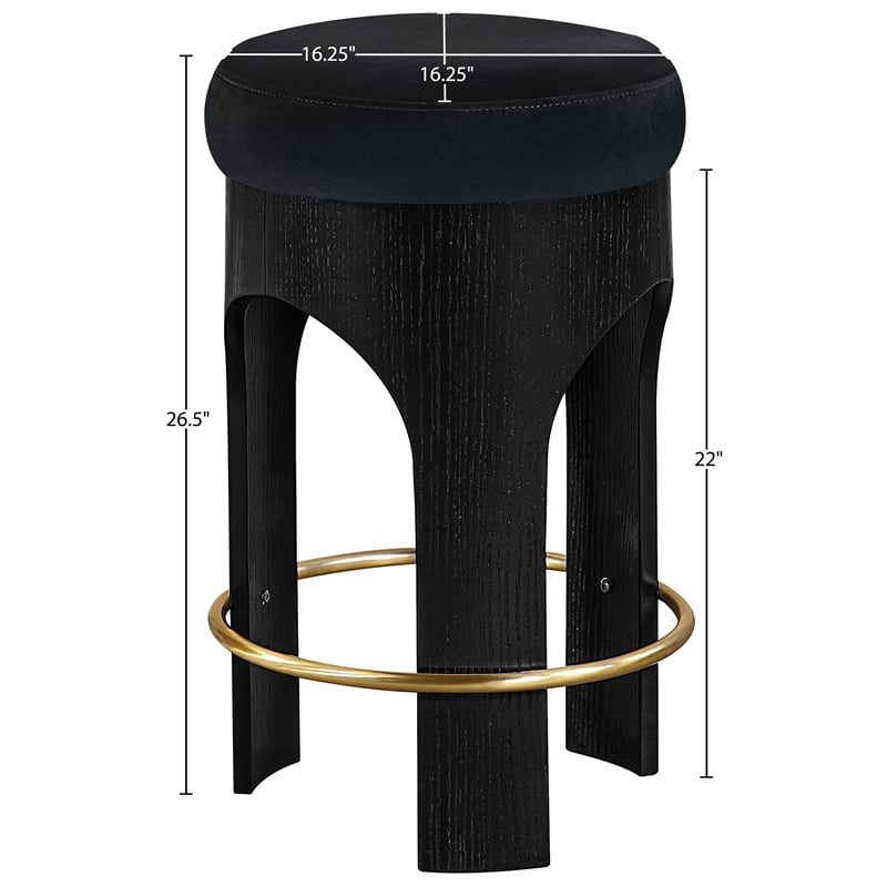 Meridian Furniture Bocceli Black Velvet Upholstered Counter Stool