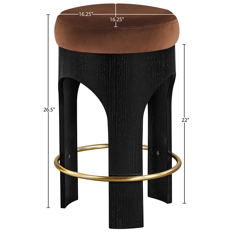 Meridian Furniture Bocceli Black Velvet Upholstered Counter Stool