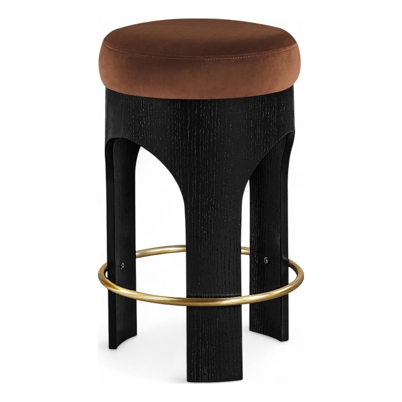 Meridian Furniture Bocceli Black Velvet Upholstered Counter Stool