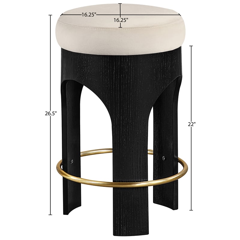 Meridian Furniture Bocceli Black Velvet Upholstered Counter Stool