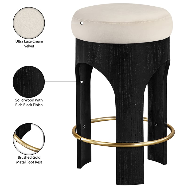 Meridian Furniture Bocceli Black Velvet Upholstered Counter Stool