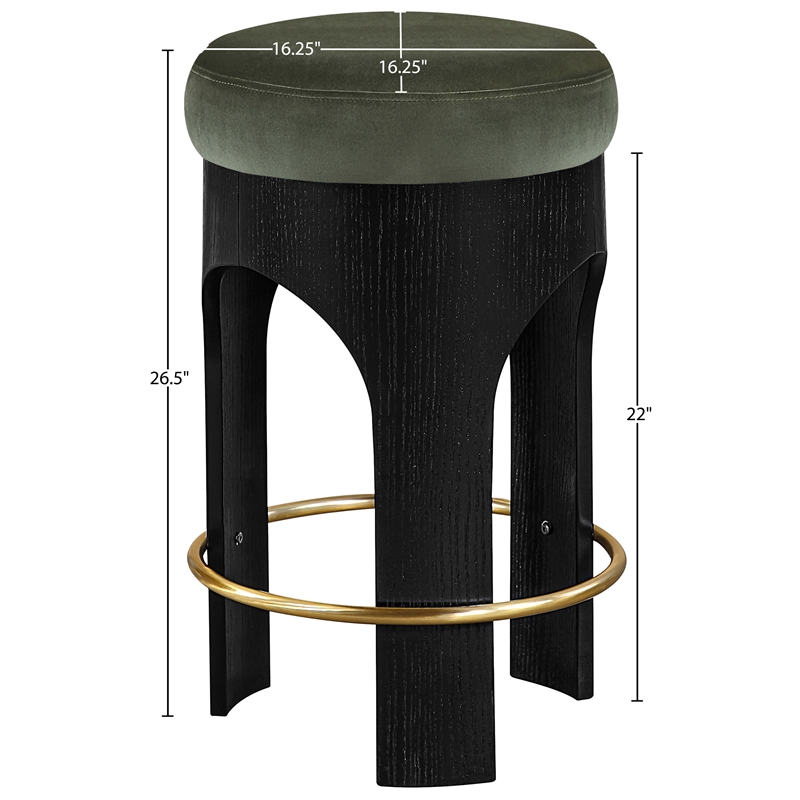 Meridian Furniture Bocceli Black Velvet Upholstered Counter Stool