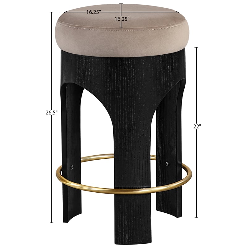 Meridian Furniture Bocceli Black Velvet Upholstered Counter Stool