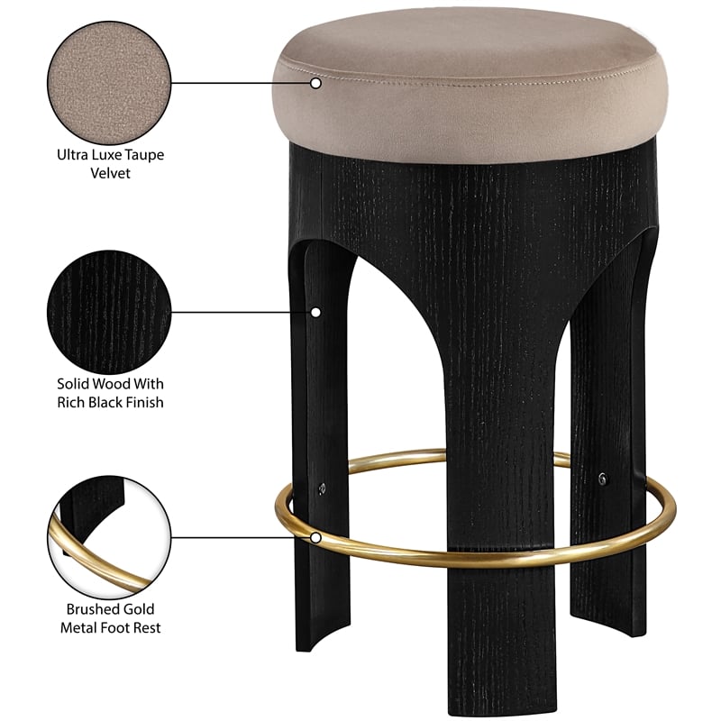 Meridian Furniture Bocceli Black Velvet Upholstered Counter Stool