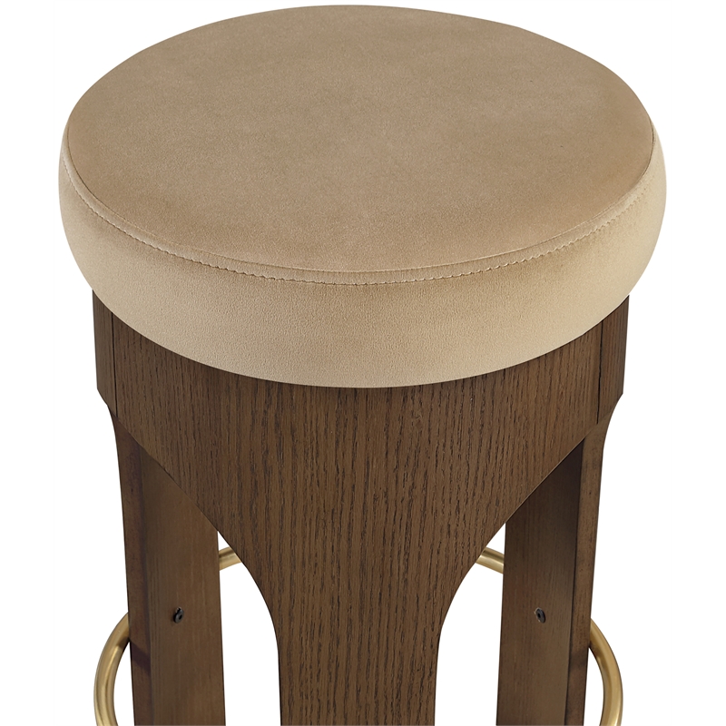 Meridian Furniture Bocceli Beige Velvet Upholstered Counter Stool