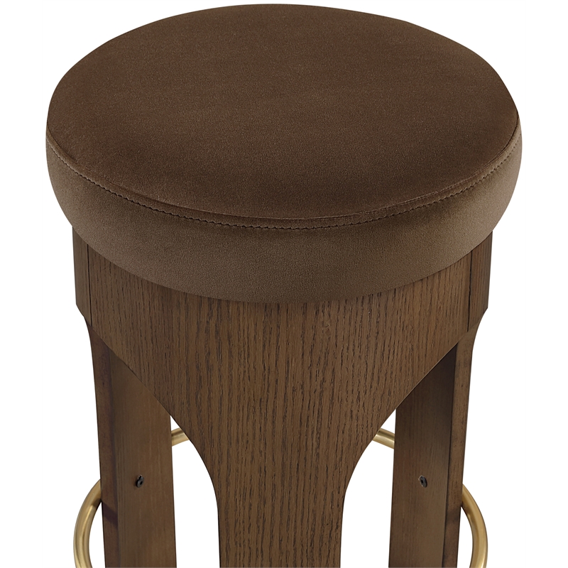 Meridian Furniture Bocceli Brown Velvet Upholstered Counter Stool