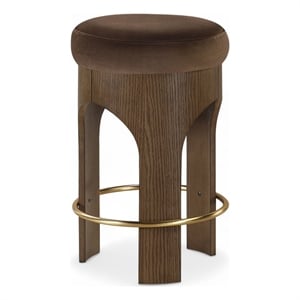 Meridian Furniture Bocceli Brown Velvet Upholstered Counter Stool
