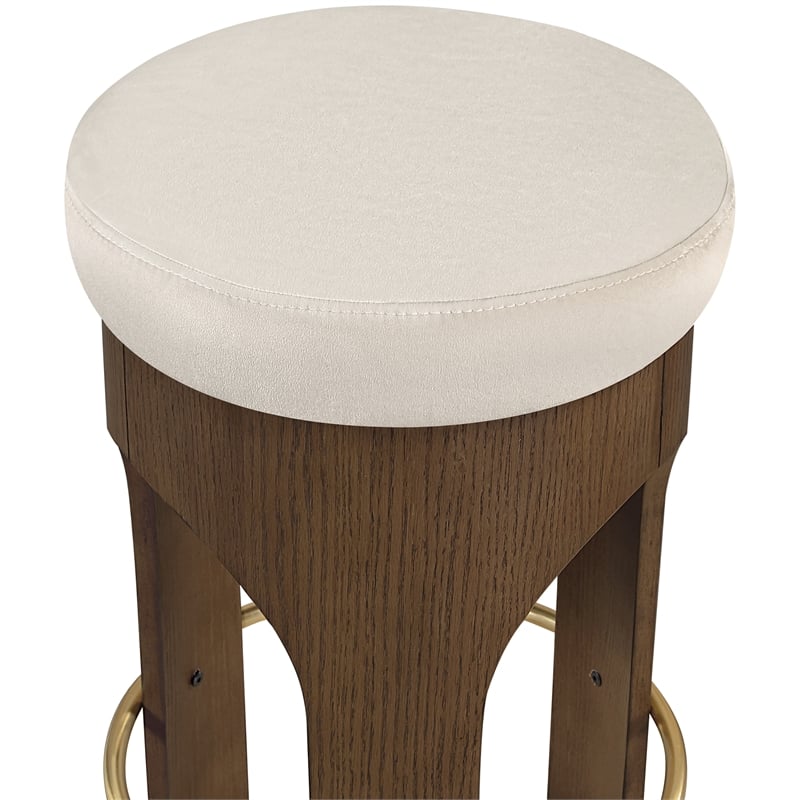 Meridian Furniture Bocceli Cream Velvet Upholstered Counter Stool