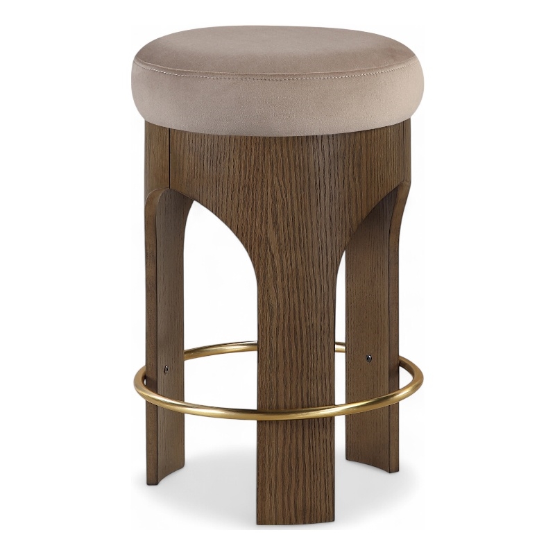 Meridian Furniture Bocceli Taupe Velvet Upholstered Counter Stool