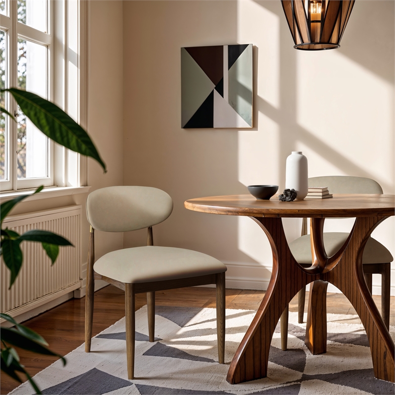 Meridian Furniture Riccio Beige Vegan Leather Dining Side Chair (Set of 2)