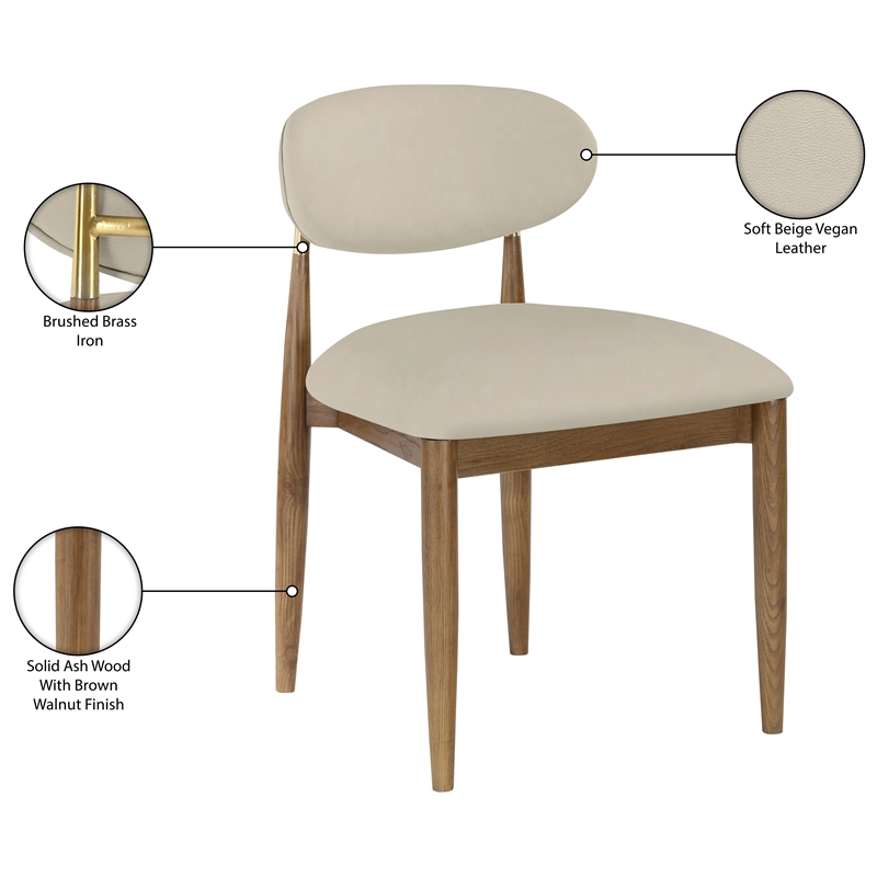 Meridian Furniture Riccio Beige Vegan Leather Dining Side Chair (Set of 2)