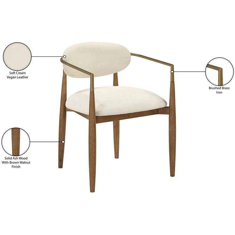 Meridian Furniture Riccio Cream Vegan Leather Dining Arm Chair (Set of 2)